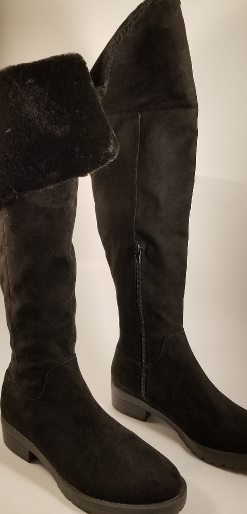 FOREVER 21 BLACK suede over the knee boots, Sz 5.5